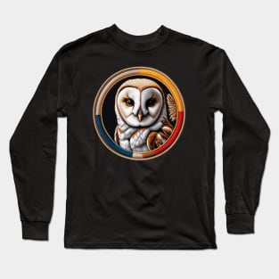 Barn Owl Embroidered Patch Long Sleeve T-Shirt